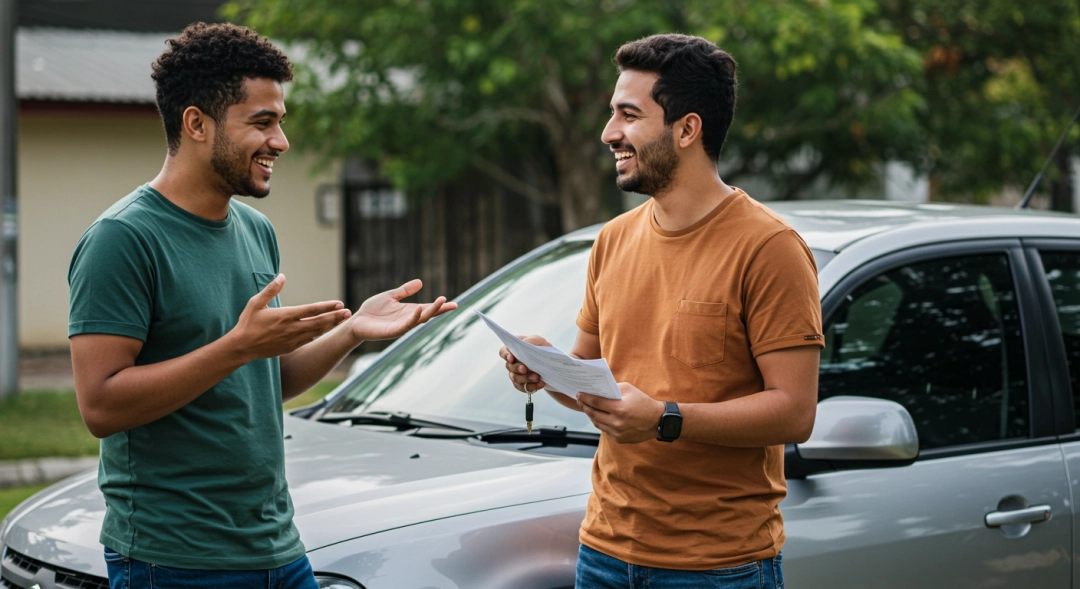Homens realizando negociação de documentos